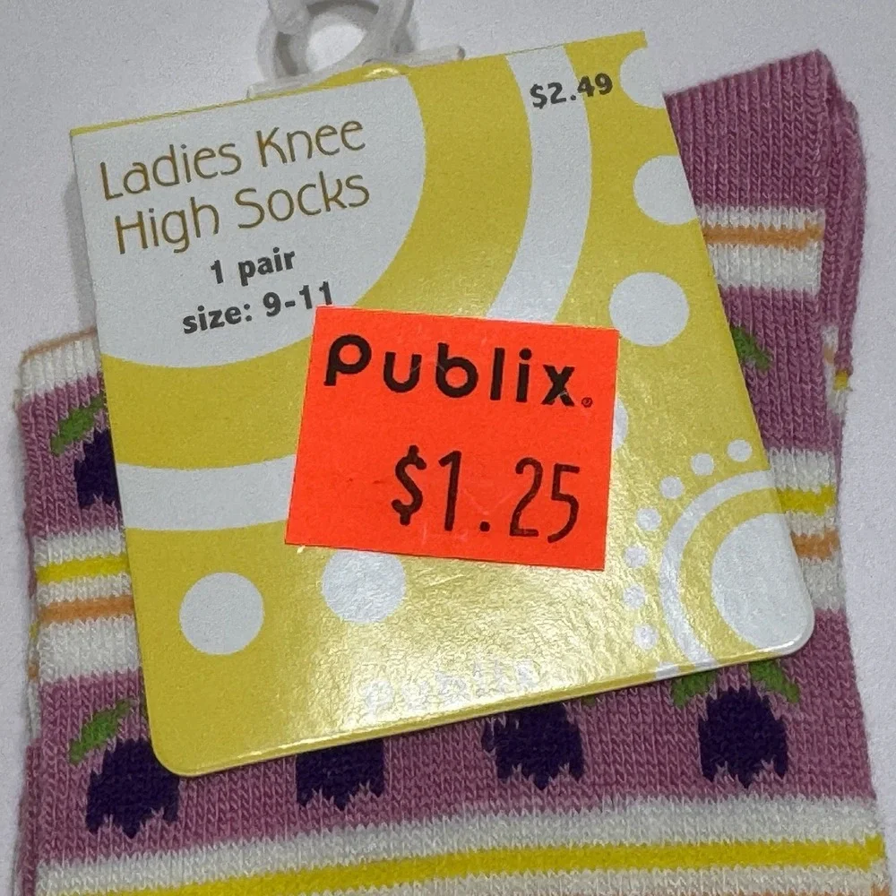 Lot 7 Easter Novelty Chick Print Crew Long Socks Various Sz 7-11 Egg Fun